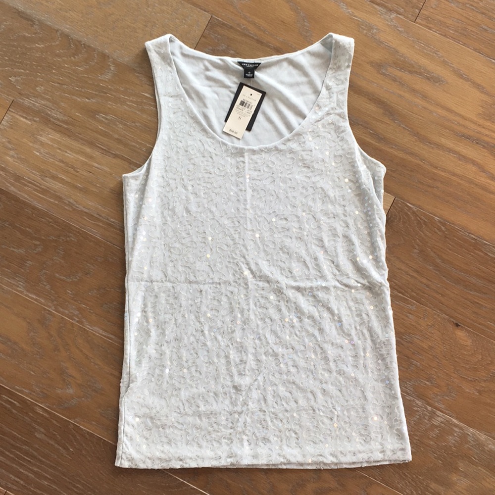Ann Taylor Ice Blue Sequins Tank